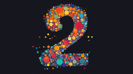 Fototapeta premium number 2 from the particles. The number 2 consists of circles and points. Vector illustration.