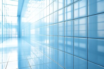 Modern Blue Glossy Tiles in Corridor