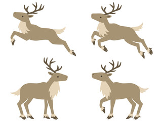 色々なポーズのトナカイのイラスト