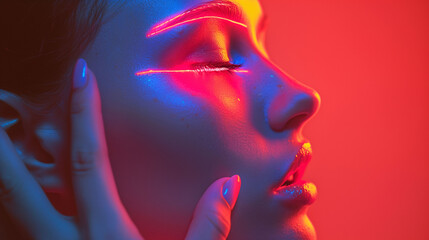 Futuristic Neon Portrait of a Woman's Face