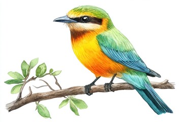 Fototapeta premium Vibrant Green Bee-eater Bird on Branch