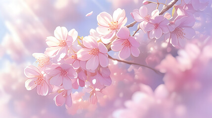 Obraz premium 桜 木 花びら 咲くクローズアップ はる 春 日本 アニメ风 背景 壁紙