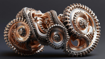 Head of gears. 3D.