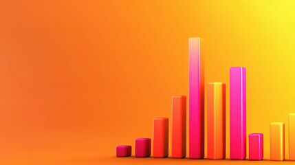 Fototapeta premium Colorful Bar Graph on Orange Gradient Background for Infographics