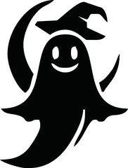 cute halloween ghosts illustration design. Black ghost icon. Flat halloween ghosts vector illustration on white background