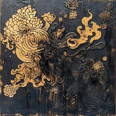 Abstract Gold and Black Texture Painting: A Modern Masterpiece
