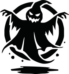 cute halloween ghosts illustration design. Black ghost icon. Flat halloween ghosts vector illustration on white background