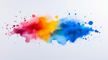Fototapeta premium Vibrant watercolor splatter in red, yellow, and blue hues