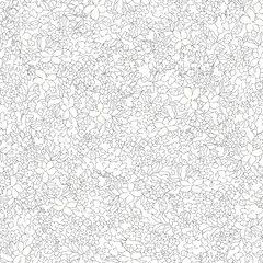 seamless small outline  flower pattern on white  background