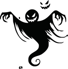 cute halloween ghosts illustration design. Black ghost icon. Flat halloween ghosts vector illustration on white background