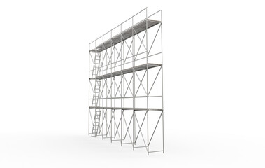 Steel Scaffolding Structure. Scaffolding tower isolated on white transparent background. Modern scaffolding tower or Mobile scaffolding. 