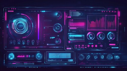 Futuristic Digital Interface with Holographic Visual Elements