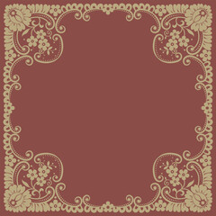 Vintage frame floral ornaments design elements of corners frame border Hand drawn vector abstract outline, graphic, line vintage baroque ornament floral frame in calligraphic elegant modern style. 