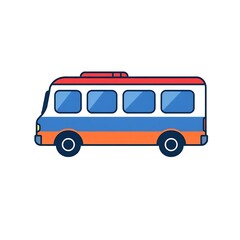 A bus icon with a long, rectangular design, minimal windows, and clean detailing, rendered on a plain white background