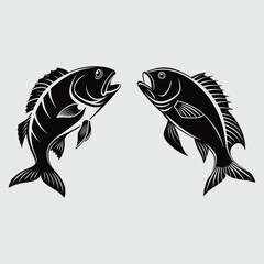 tilapia fish silhouette vector design art and illustration