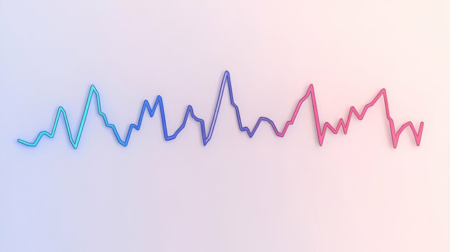 Abstract Neon Line Graph, Data Fluctuation Shows Progress and Decline Dynamically Over Time