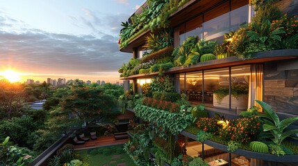 Obraz premium Vertical Gardens in the City: A creative solution for green spaces in urban areas
