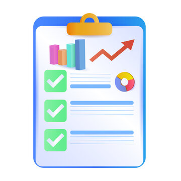 clipboard with charts and checkmarks clip art preview