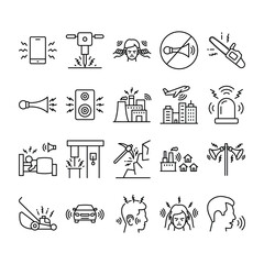 Noise Pollution line icons