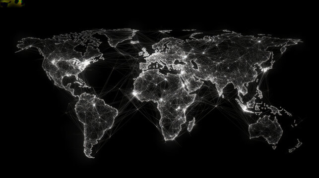 Abstract triangles world map space low poly. Grey wireframe polygonal globe. Vector illustration for you business or sport presentations EPS10. Connection structure