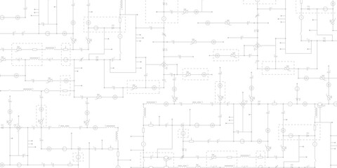 Electrical circuit diagram. Light industry background with components of conductors, connections, contour, controllers, transistors