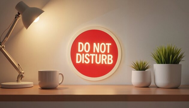 Red circle neon sign saying Do Not Disturb isolated on a white background.