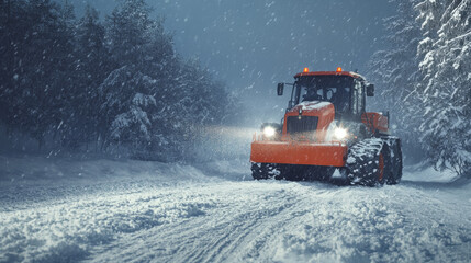 Snow removal hologram. Digital and technological background of snow-clearing equipment. The snow machine consists of beams of light