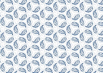 Fish Circle Line Art Seamless Pattern Background