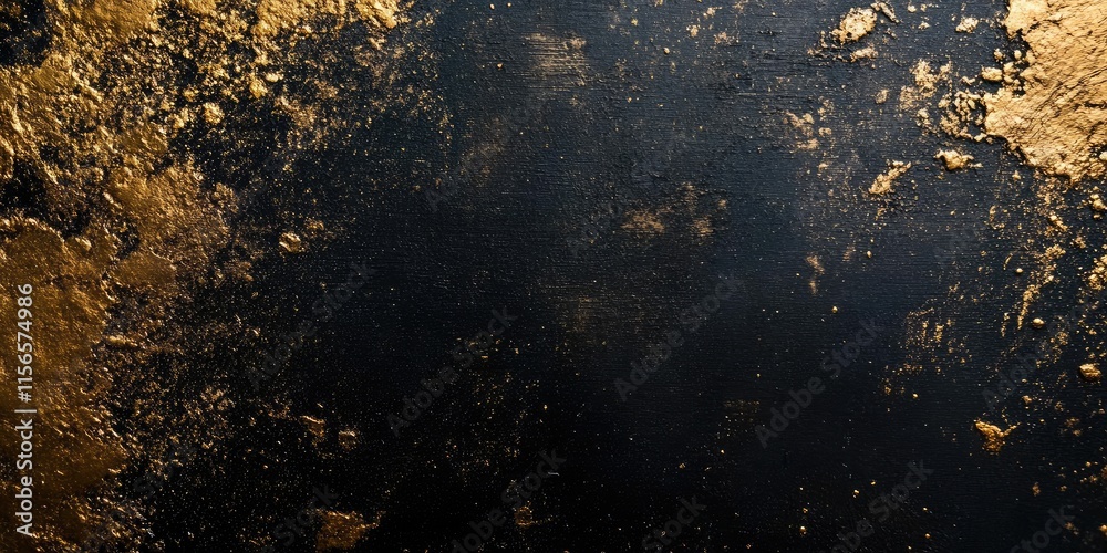 Poster Elegant black and gold abstract background with textured surface and ample space for customizable text or design elements