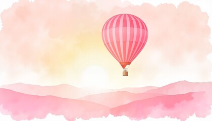 Obraz premium A breathtaking hot air balloon ride at sunrise over a stunning mountain landscape with pink skies