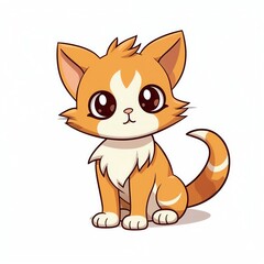 Fototapeta premium Adorable kitten sitting with big eyes isolated on white background.Kittens in children’s books. Cute animal illustrations. Pet love.Innocence. Playfulness. Love. New beginnings.