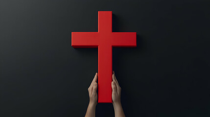 Red Cross Held Gently, Faith, Hope, and Symbolism Carefully Conveyed