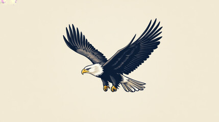 Fototapeta premium Vector logo eagle. The eagle soars above the inscription. Brand logo