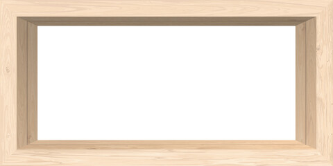 3D Whitewashed wooden rectangle frame with white background have space for placing products presentation graphic illustration.