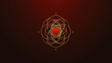 Fototapeta premium Vector logo physics. The atom and the electrons. Red style
