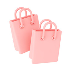 3D pink shopping bags. Cute pink icon for buy, sale, promotion. Marketing special offer purchasing holiday invitation. Discount special offer 3d object realistic vector illustration