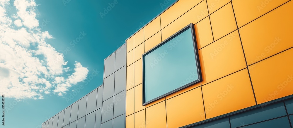 Poster modern architectural facade with empty framing showcasing the integration of html5 and css3 in desig
