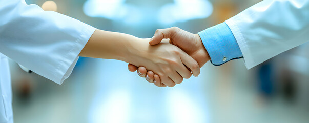 Healthcare Professionals Shake Hands, Collaboration, Trust, and Patient Care Partnership, Ensuring Excellent Medical Outcomes.