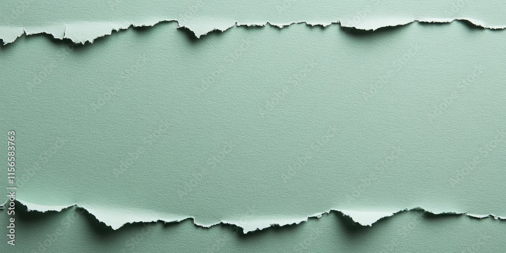 Poster textured green paper backdrop with torn edges creating empty space for text or branding in an elegan