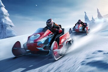 96 teams race down an icy track in a specially designed sled rea