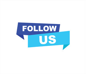 Follow us vector banner on white background Isolated icon for following  social media
sign Button on white background.square speech bubble.
