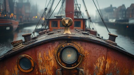 Naklejka premium Weathered Boats Bow Detail Showing Age And Texture