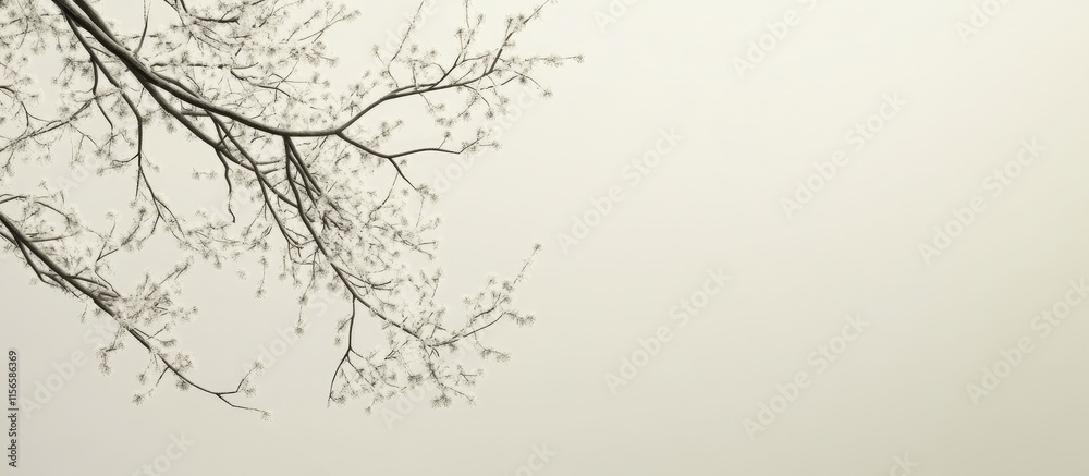 Poster bare tree branches against a muted background creating space for text and design elements in a natur