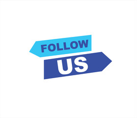 Follow us vector banner on white background Isolated icon for following  social media
sign Button on white background.square speech bubble.
