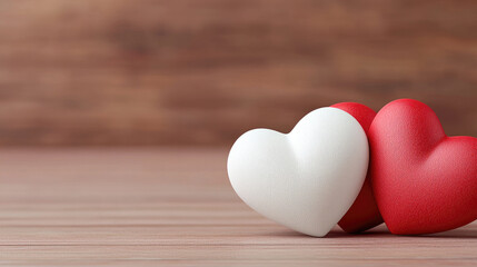 Hearts in red and white colors symbolize love and affection, perfect for romantic occasions. These decorative elements add warmth to any setting