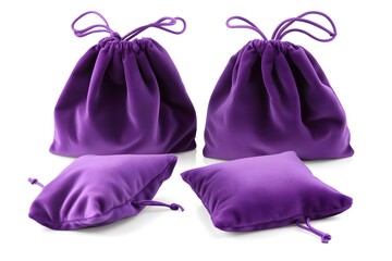 Elegant Purple Drawstring Pouch Bags Medium-Sized Velvet Fabric for Stylish and Professional Presentation