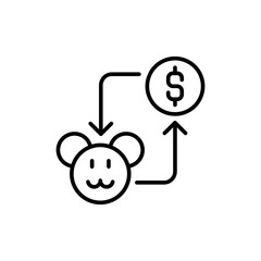 Toy exchange outline icons, minimalist vector illustration ,simple transparent graphic element .Isolated on white background