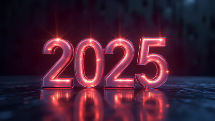 Futuristic digital design with glowing number 2025