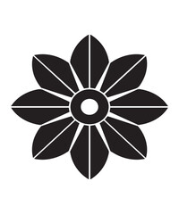 Minimalist Black Flower Icon on White Background