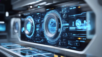 Washing machine hologram. Digital and technological background of the washing machine. The futuristic design of the washing machine
